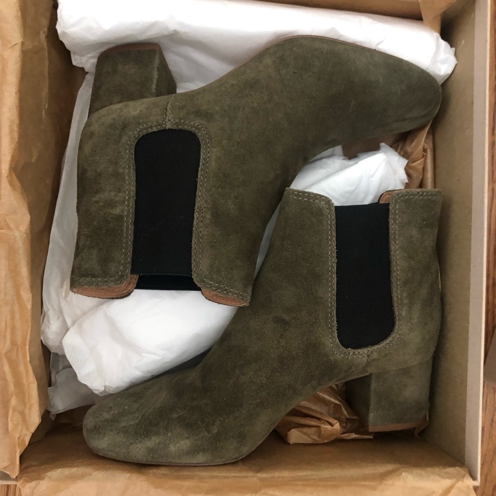 Olive Suede Chelsea boots